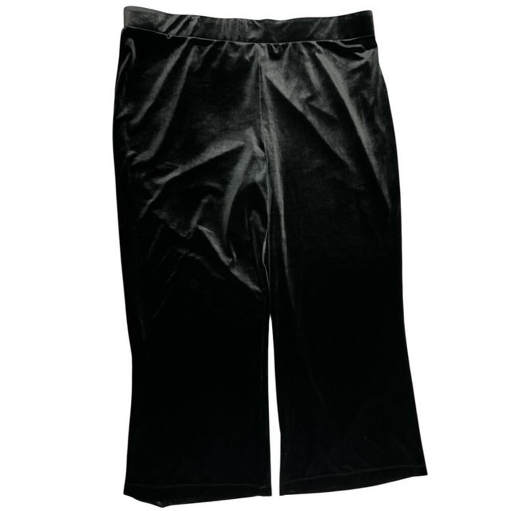 Slim-sation 3X Pants Black Velvet Wide Leg Velour Tummy Panel High Rise Slimming